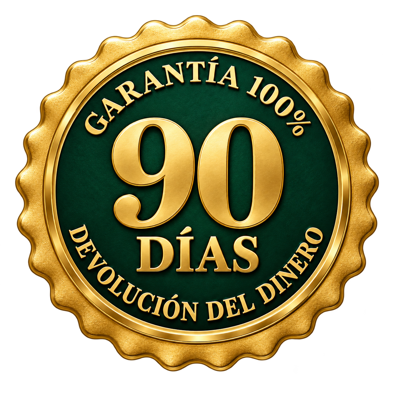 Garantía de 90 días, devolución del 100% del dinero